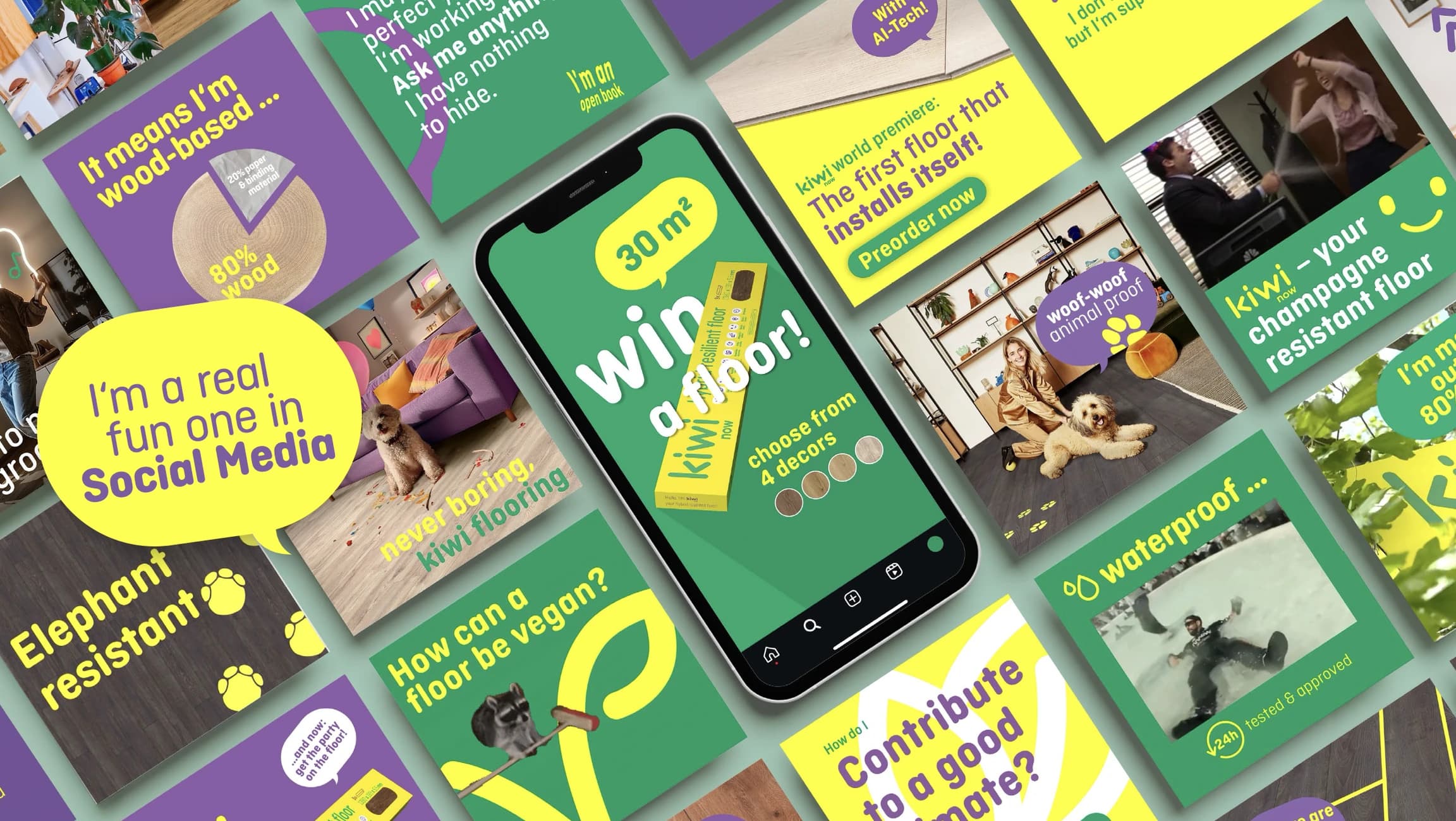 Raster aus kiwi now Posts: Gewinnspiel, Wasserfest-Beweise, Produktfakten und Tierhaar-Motive