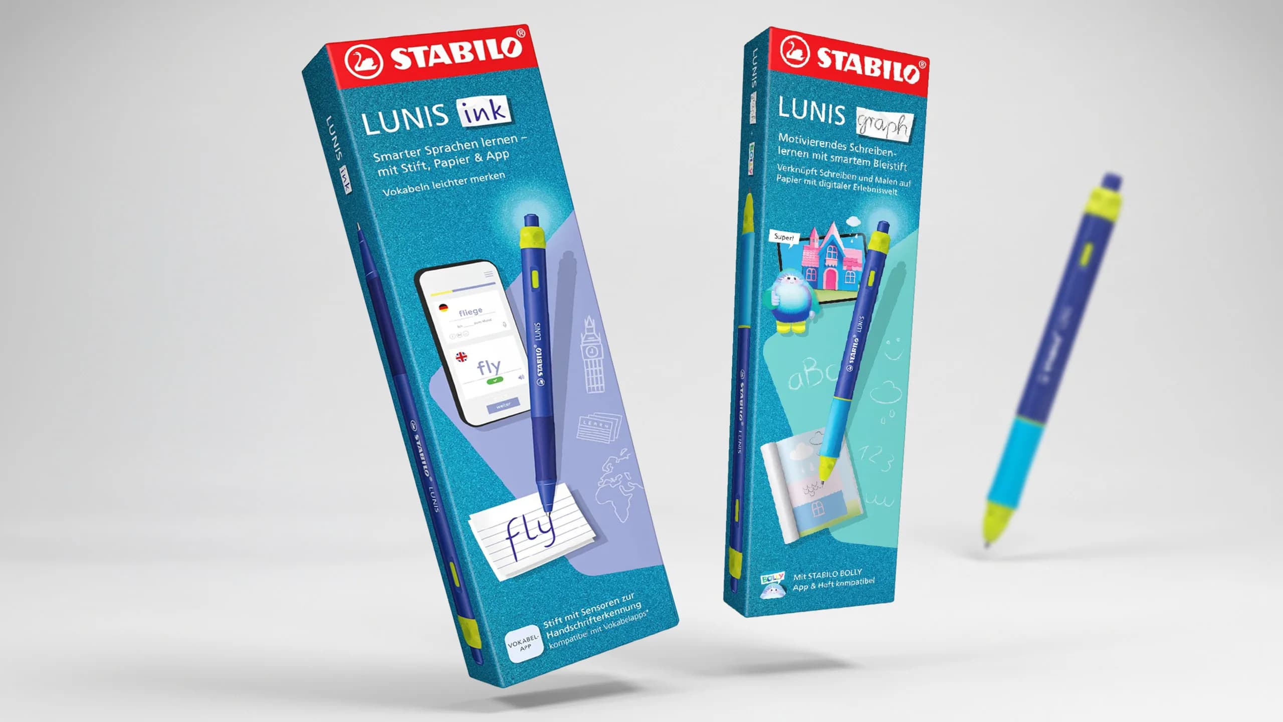 The LUNIS ink and LUNIS graph packs with the pens