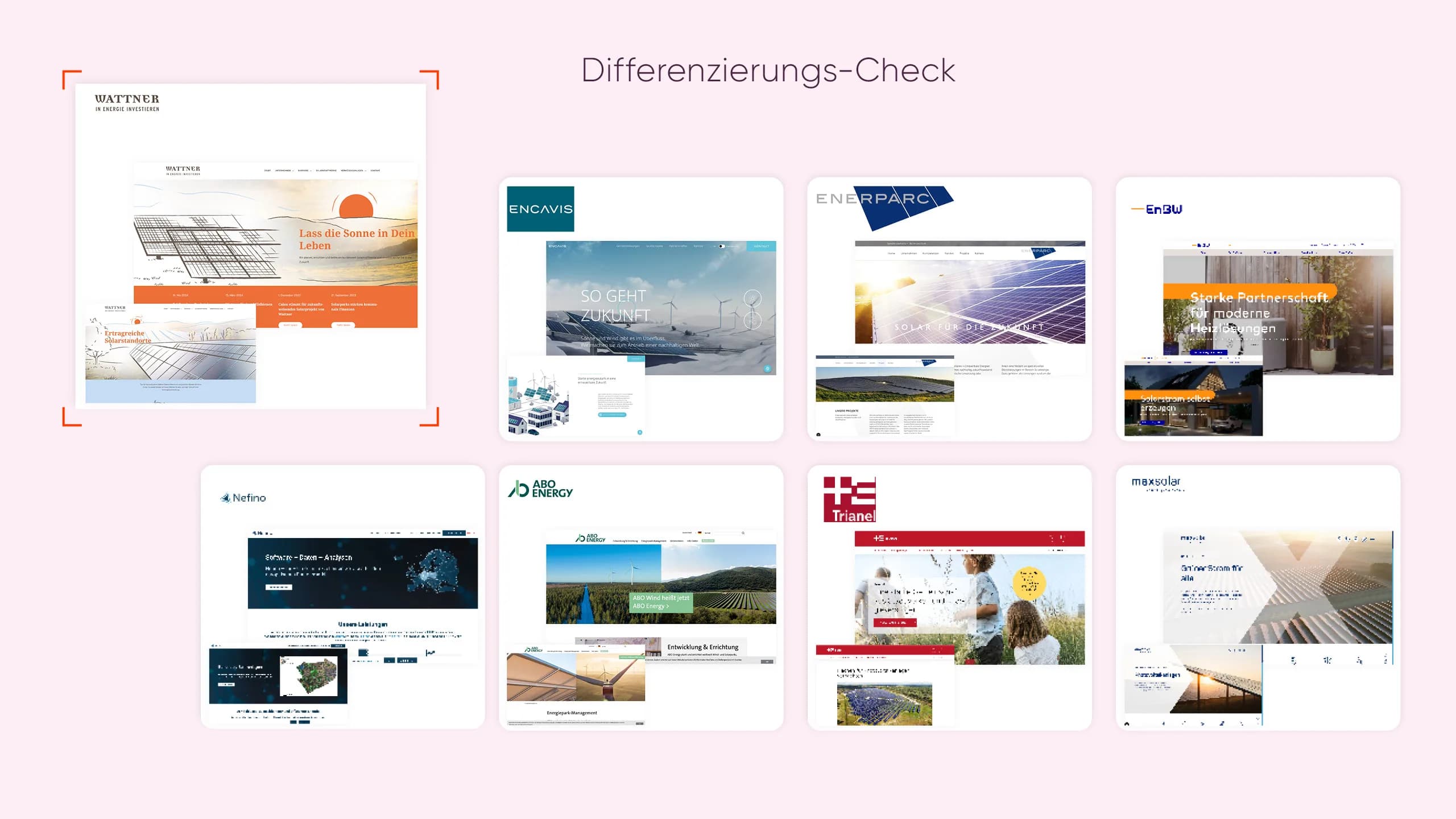 Differentiation check: Wattner’s website compared with the competition