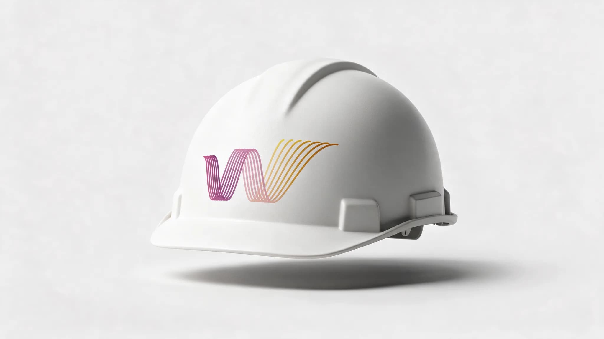 A white hard hat with the Wattner mark