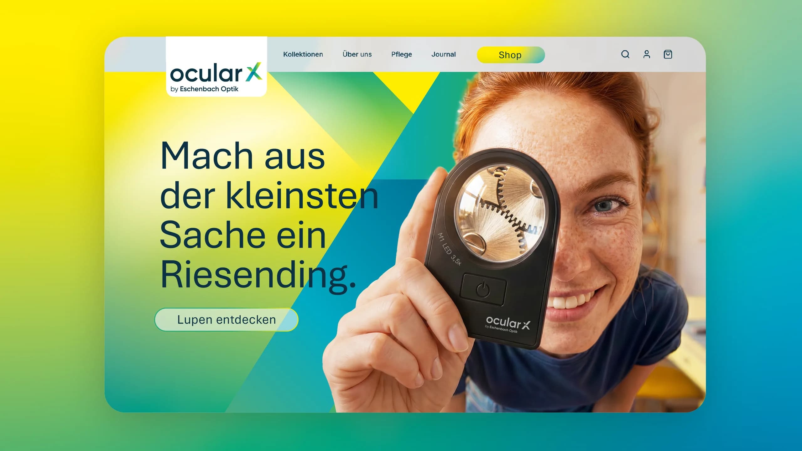 Der OCULAR-X-Webshop mit dem Keyvisual
