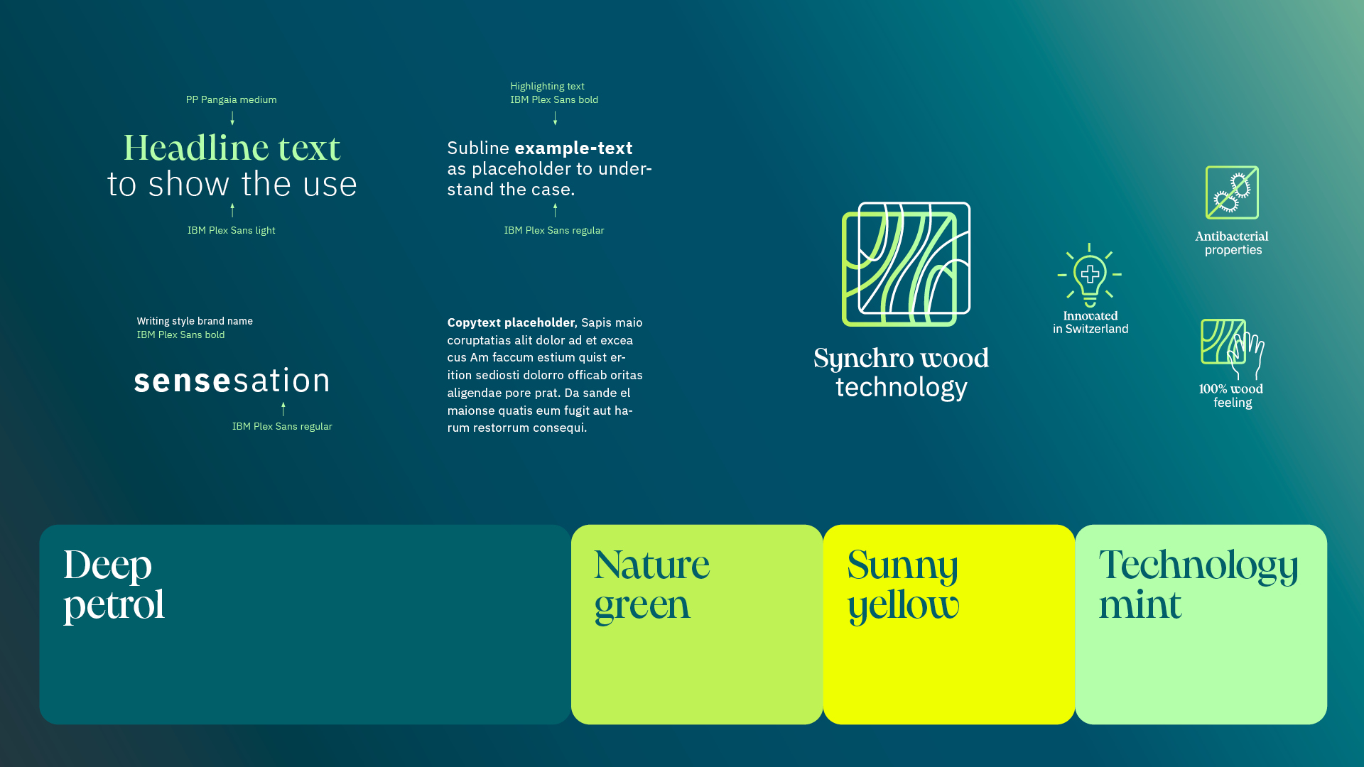 sensesation – Typografie, Icons und Farben